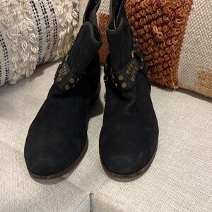 UGG Black Suede Stud-Accent Ankle Booties